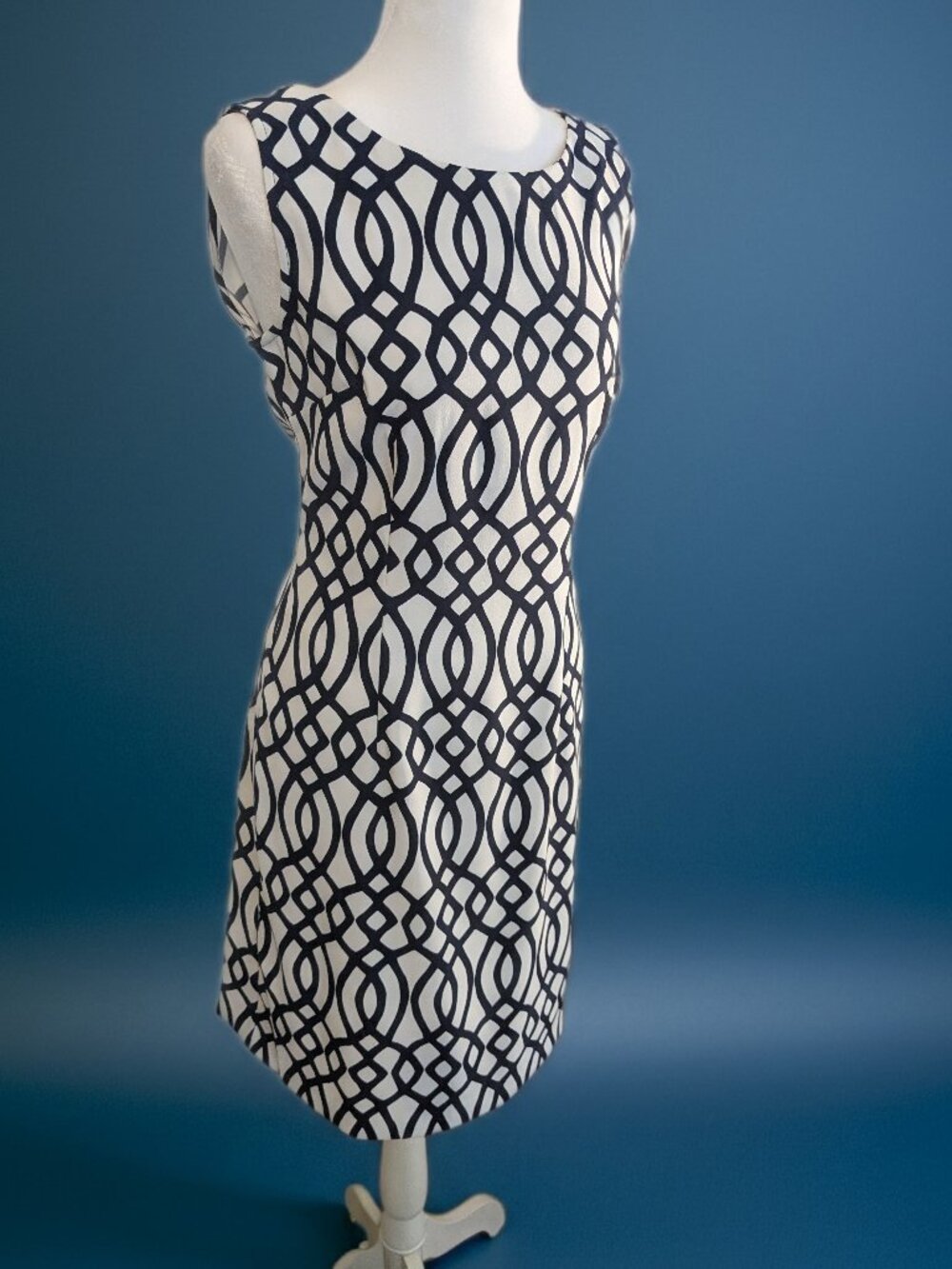 Navy Blue and White Business Dress
